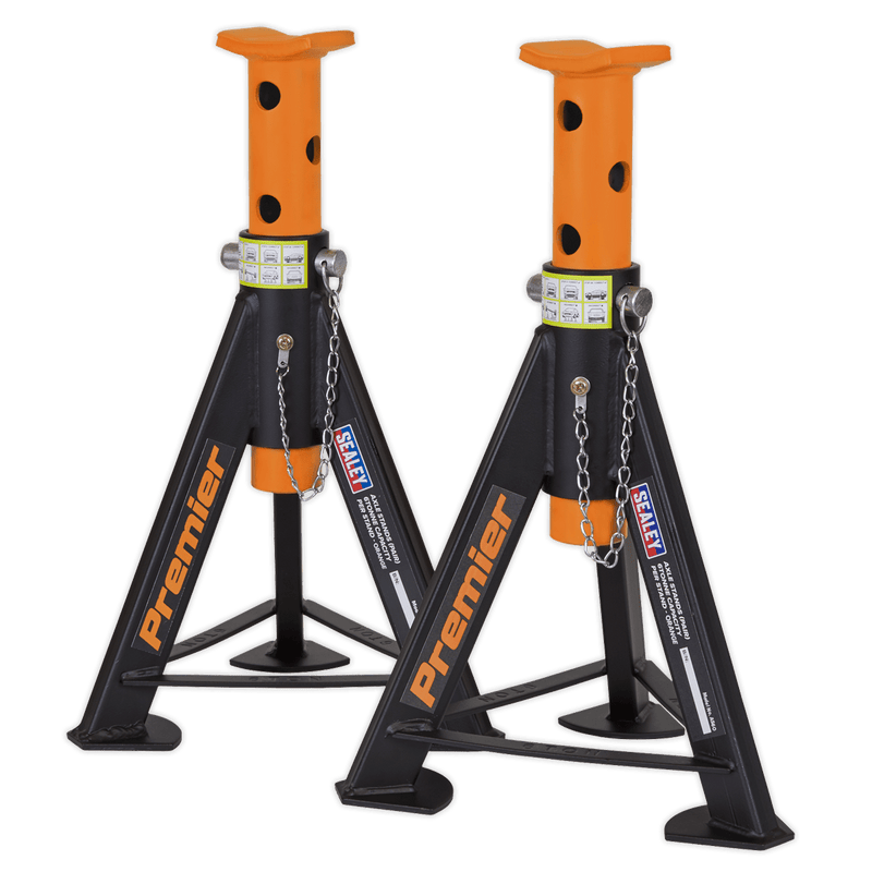 Sealey Axle Stands Axle Stands (Pair) 6 Tonne Capacity per Stand - Orange-AS6O 5054511525472 AS6O - Buy Direct from Spare and Square