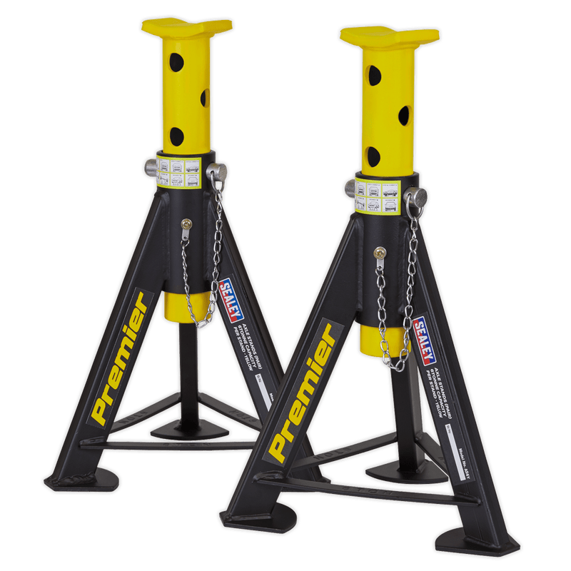 Sealey Axle Stands Axle Stands (Pair) 6 Tonne Capacity per Stand - Yellow-AS6Y 5054511525496 AS6Y - Buy Direct from Spare and Square