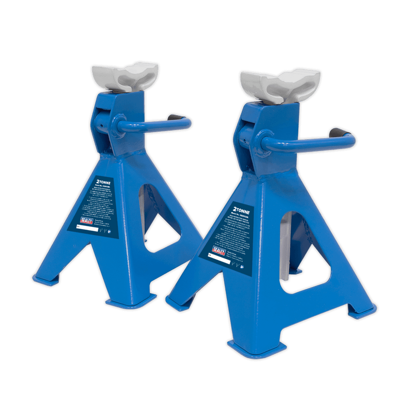 Sealey Axle Stands Ratchet Type Axle Stands (Pair) 2 Tonne Capacity per Stand - Blue-VS2002BL 5054511271034 VS2002BL - Buy Direct from Spare and Square