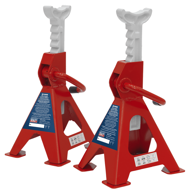 Sealey Axle Stands Ratchet Type Axle Stands (Pair) 2 Tonne Capacity per Stand-VS2002 5054630095801 VS2002 - Buy Direct from Spare and Square