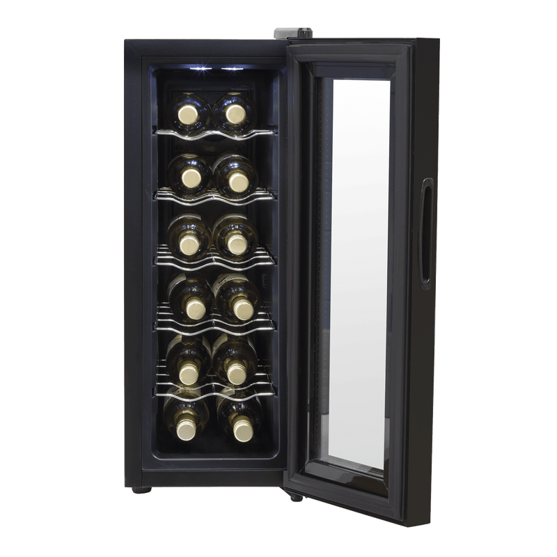 Sealey Baridi 12 Bottle Wine Cooler with Digital Touch Screen Controls & LED Light, Black 5056514615143 DH73 - Buy Direct from Spare and Square
