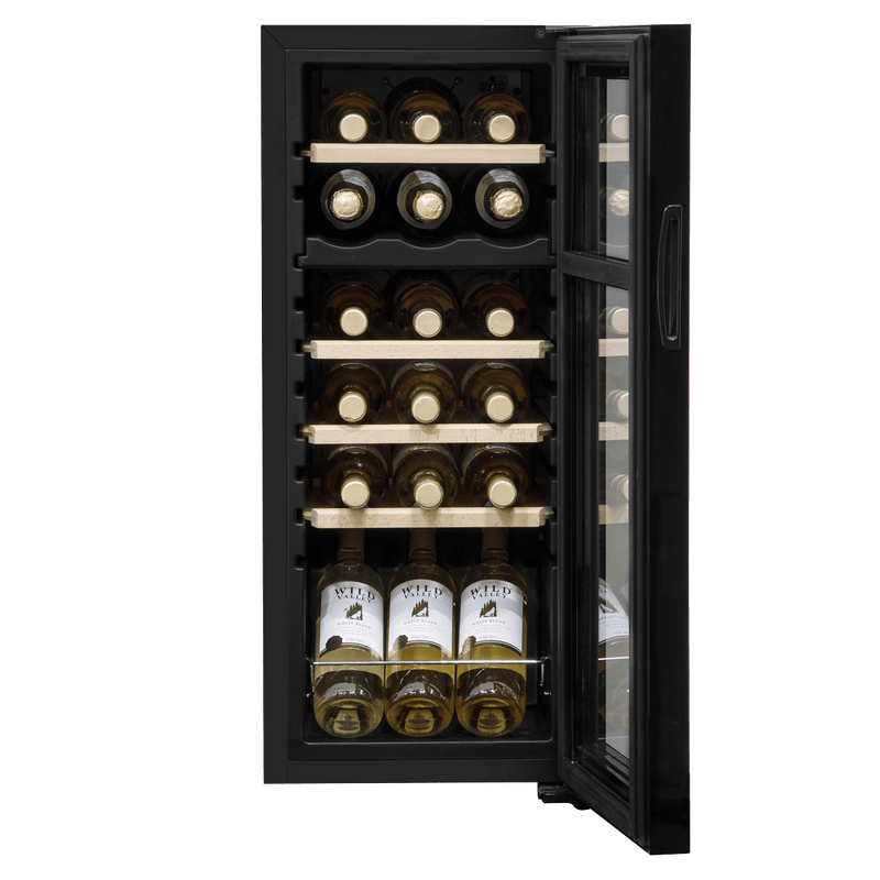 Sealey Baridi 18 Bottle Dual Zone Wine Cooler, Fridge with Digital Touch Screen Controls, Wooden Shelves & LED Light, Black 5056514600200 DH89 - Buy Direct from Spare and Square