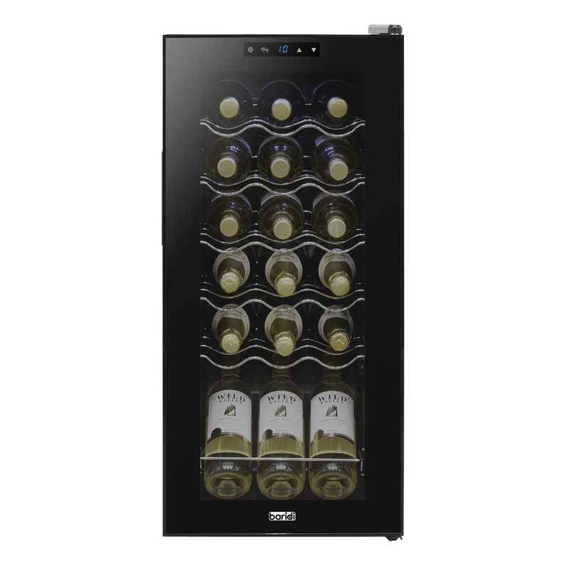 Sealey Baridi 18 Bottle Wine Fridge with Digital Touch Screen Controls & LED Light, Black - DH6 5054511756265 DH6 - Buy Direct from Spare and Square