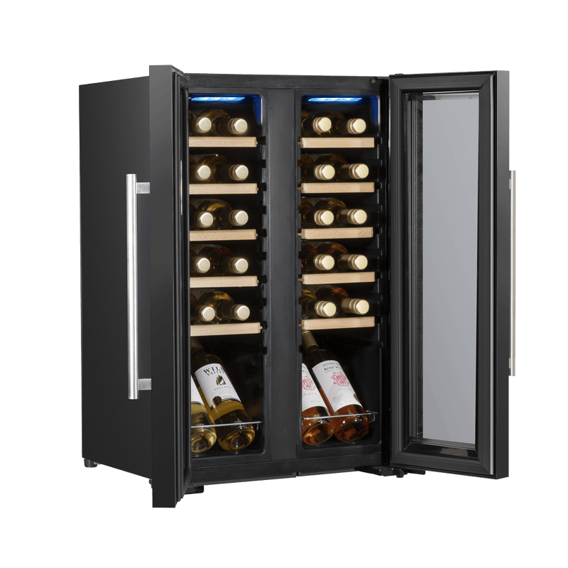 Sealey Baridi 24 Bottle Dual Zone Wine Cooler, Fridge, Touch Screen, LED Light Black and Mirror Glass Door 5056514603089 DH97 - Buy Direct from Spare and Square