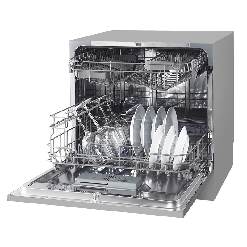Sealey Baridi Compact Tabletop Dishwasher 8 Place Settings, 6 Programmes, Low Noise, 8L Cycle, Start Delay - Silver 5054630086953 DH87 - Buy Direct from Spare and Square