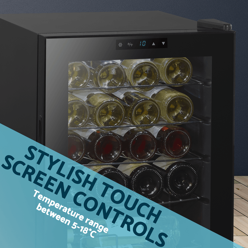 Sealey Baridi Wine Cooler/Fridge, Digital Touchscreen Controls, LED Light, 20 Bottle - Black 5054511957600 DH8 - Buy Direct from Spare and Square