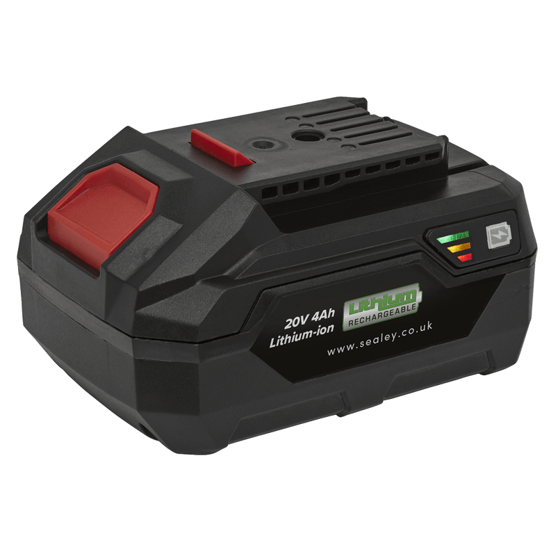 Sealey Batteries & Accessories 20V 4Ah SV20 Series Lithium-ion Power Tool Battery-CP20VBP4 5054511266528 CP20VBP4 - Buy Direct from Spare and Square
