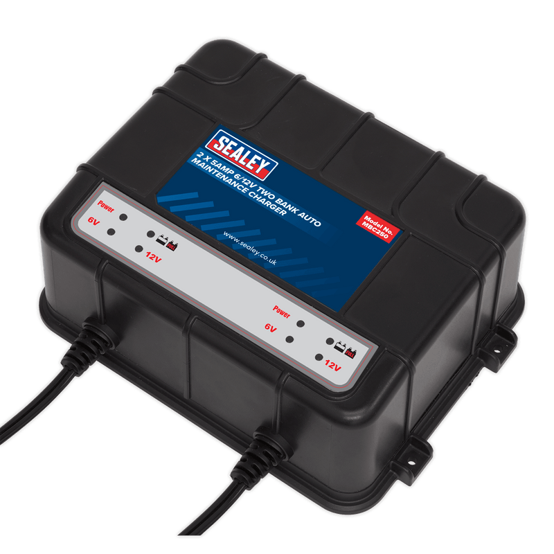 Sealey Battery Maintenance 10A (2 x 5A) 6/12V Two Bank Auto Maintenance Charger-MBC250 5054511458381 MBC250 - Buy Direct from Spare and Square