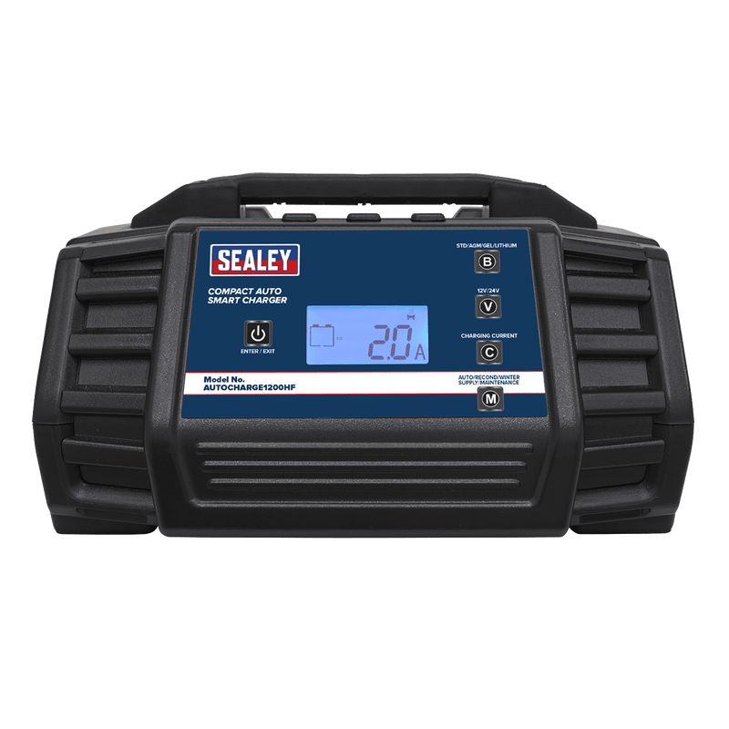 Sealey Battery Maintenance 12A 9-Cycle 12/24V Compact Smart Charger & Maintainer-AUTOCHARGE1200HF 5054511480122 AUTOCHARGE1200HF - Buy Direct from Spare and Square