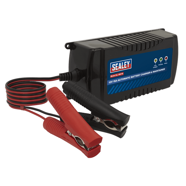 Sealey Battery Maintenance 12V 15A Automatic Smart Battery Charger & Maintainer-SBC15 5054630030369 SBC15 - Buy Direct from Spare and Square
