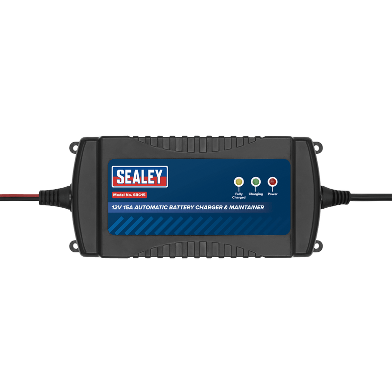 Sealey Battery Maintenance 12V 15A Automatic Smart Battery Charger & Maintainer-SBC15 5054630030369 SBC15 - Buy Direct from Spare and Square
