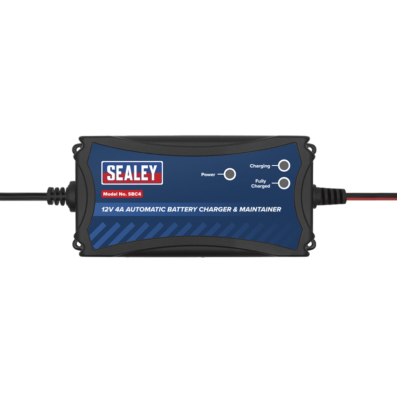 Sealey Battery Maintenance 12V 4A Automatic Smart Battery Charger & Maintainer-SBC4 5054630029196 SBC4 - Buy Direct from Spare and Square