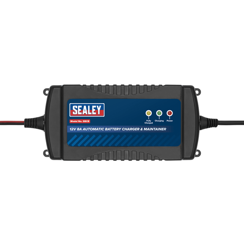 Sealey Battery Maintenance 12V 8A Automatic Smart Battery Charger & Maintainer-SBC8 5054630030352 SBC8 - Buy Direct from Spare and Square