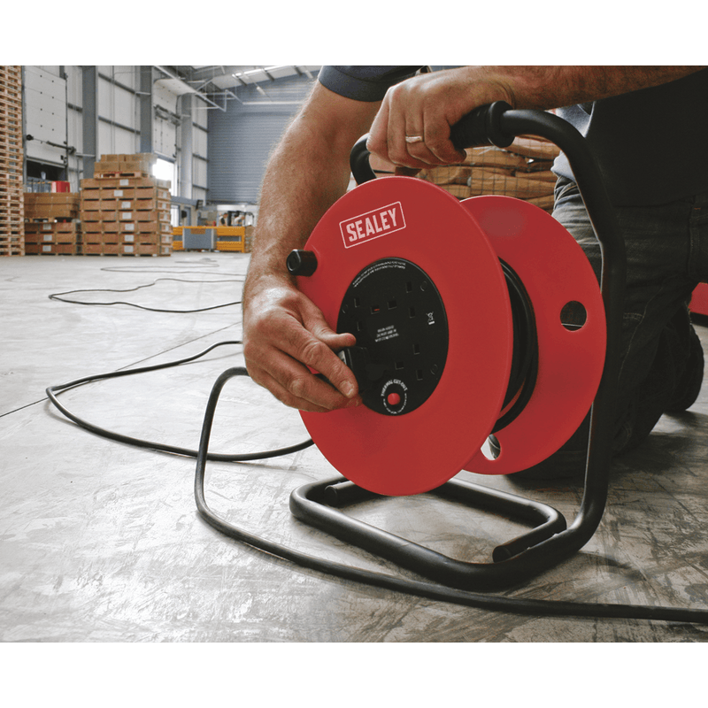 Sealey Cable Reels 50m Heavy-Duty Cable Reel with Thermal Trip - 230V-CR25025 5051747488199 CR25025 - Buy Direct from Spare and Square