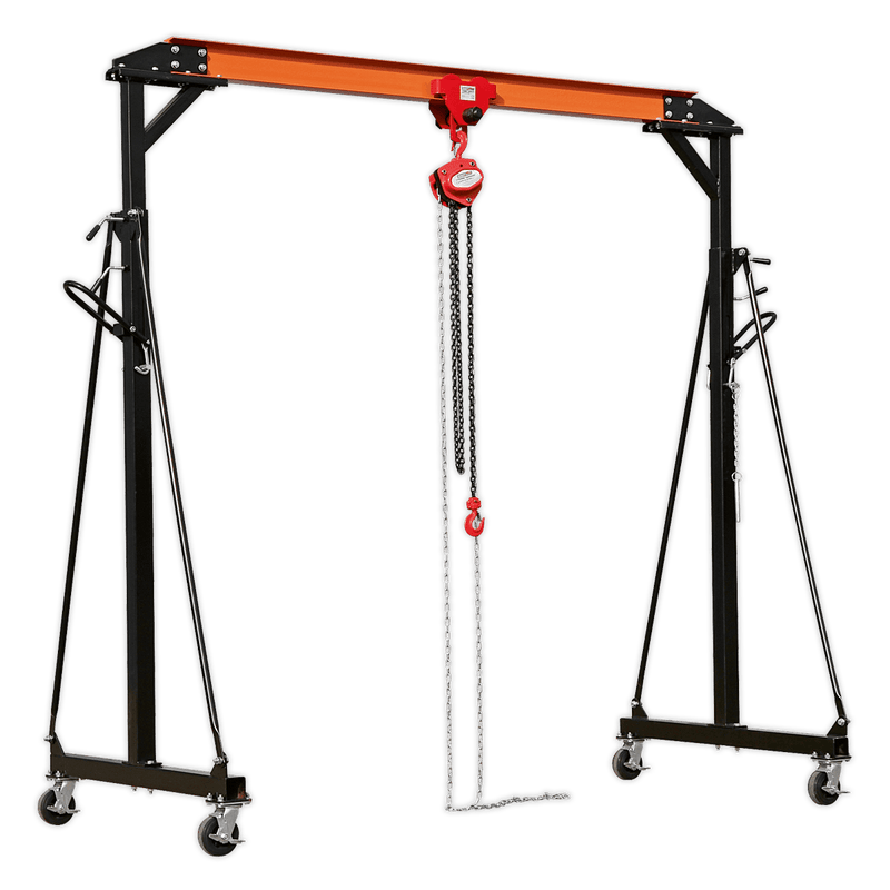 Sealey Chain Blocks & Hoists 1 Tonne Portable Adjustable Lifting Gantry Crane-SG1000 5051747701601 SG1000 - Buy Direct from Spare and Square