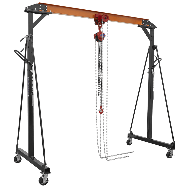 Sealey Chain Blocks & Hoists Portable Gantry Crane Adjustable 1 Tonne with Geared Trolley Combo-SG1000KITG 5054630302367 SG1000KITG - Buy Direct from Spare and Square