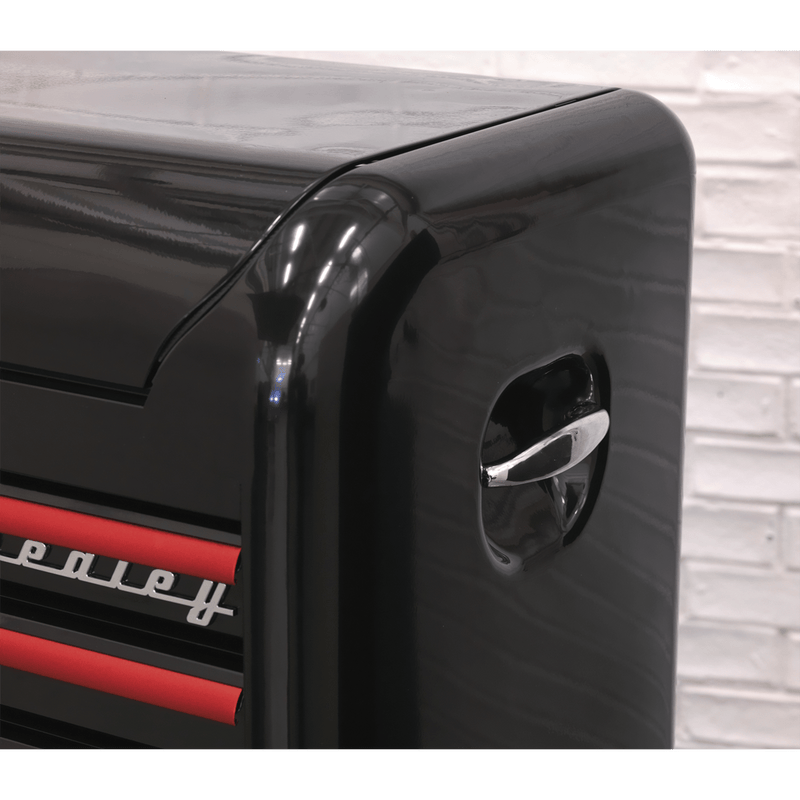 Sealey Combo Kits 10 Drawer Retro Style Wide Topchest & Rollcab Combination - Black with Red Anodised Drawer Pull-AP41COMBOBR 5054511124477 AP41COMBOBR - Buy Direct from Spare and Square