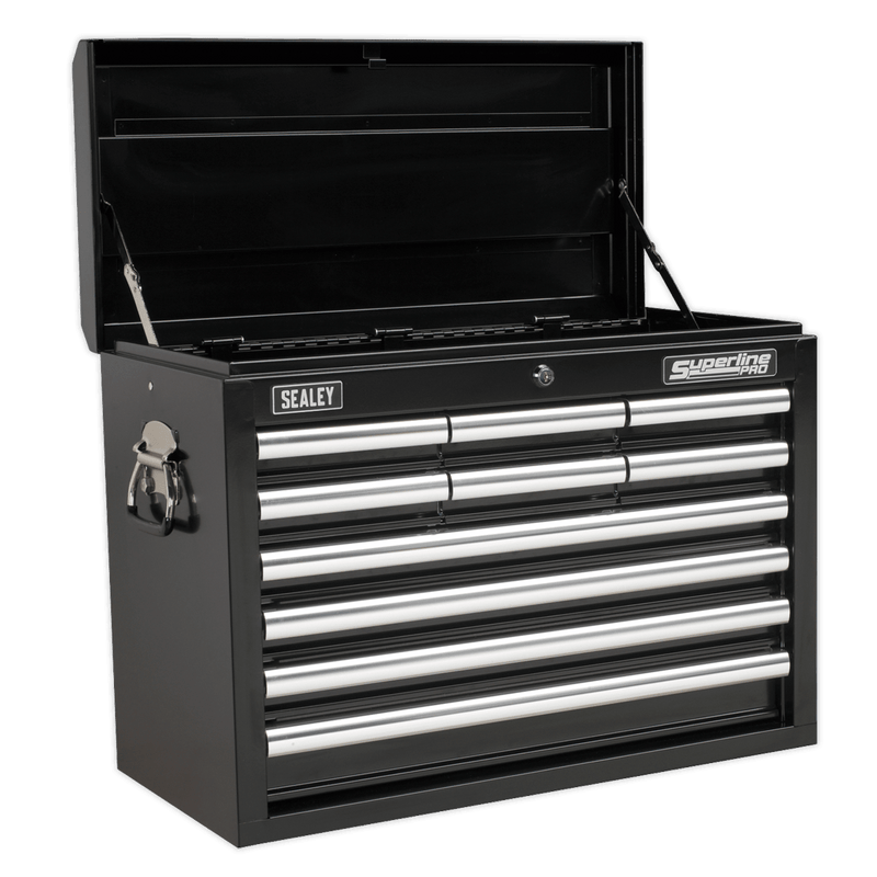 Sealey Combo Kits 10 Drawer Topchest with Ball-Bearing Slides - Black & 140pc Tool Kit-AP33109BCOMBO 5051747493810 AP33109BCOMBO - Buy Direct from Spare and Square