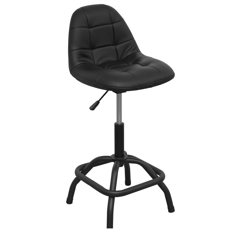 Sealey Creepers & Seats Pneumatic Workshop Stool with Adjustable Height Swivel Seat & Back Rest-SCR01B 5054511773897 SCR01B - Buy Direct from Spare and Square