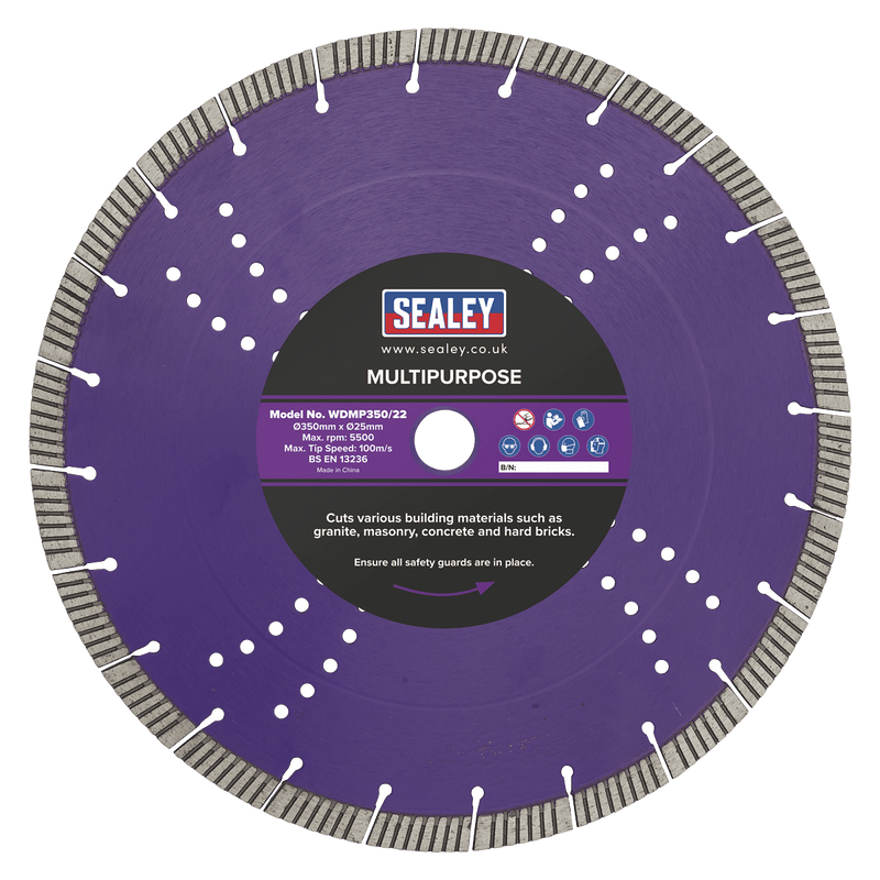 Sealey Cutting Discs Multipurpose Cutting Dry/Wet Use Ø350mm-WDMP350/22 5054630024337 WDMP350/22 - Buy Direct from Spare and Square