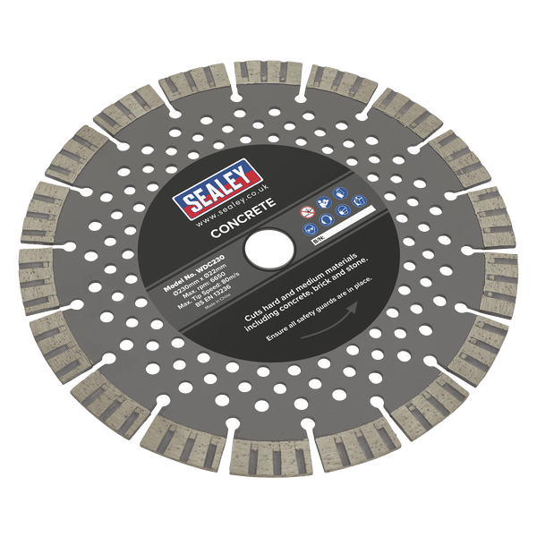 Sealey Cutting Discs Ø230mm Concrete Cutting Disc Dry Use-WDC230 5054630024290 WDC230 - Buy Direct from Spare and Square