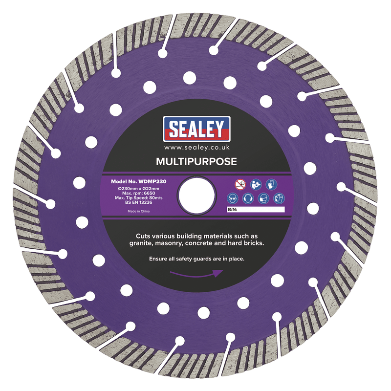 Sealey Cutting Discs Ø230mm Multipurpose Cutting Disc Dry/Wet Use-WDMP230 5054630024559 WDMP230 - Buy Direct from Spare and Square