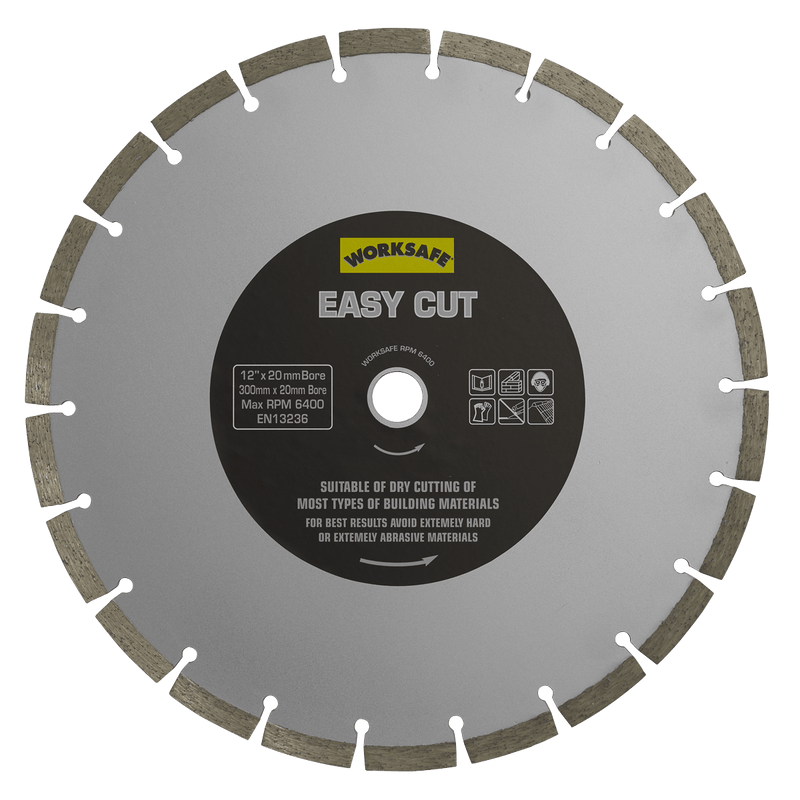 Sealey Cutting Discs Ø300 x 20mm Silver Easy Cut Diamond Blade-WDEC300/20 5055111207690 WDEC300/20 - Buy Direct from Spare and Square