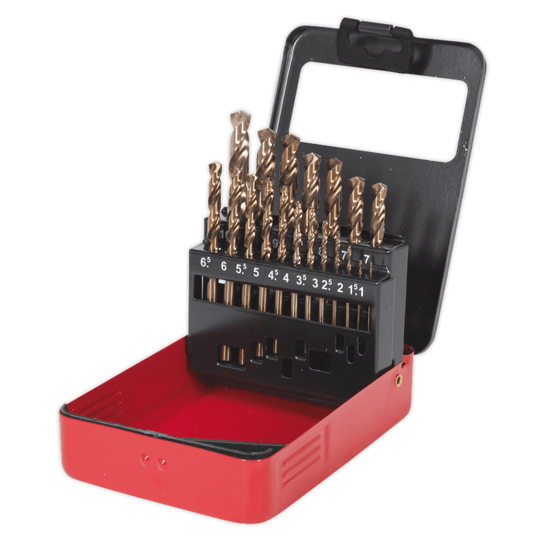 Sealey Drill Bits & Sets 19pc HSS Cobalt Fully Ground Drill Bit Set-AK4701 5024209610766 AK4701 - Buy Direct from Spare and Square