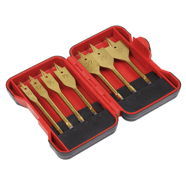 Sealey Drill Bits & Sets 7pc 1/4"Hex Shank Flat Wood Drill Bit Set-AK3707FW 5054630011566 AK3707FW - Buy Direct from Spare and Square