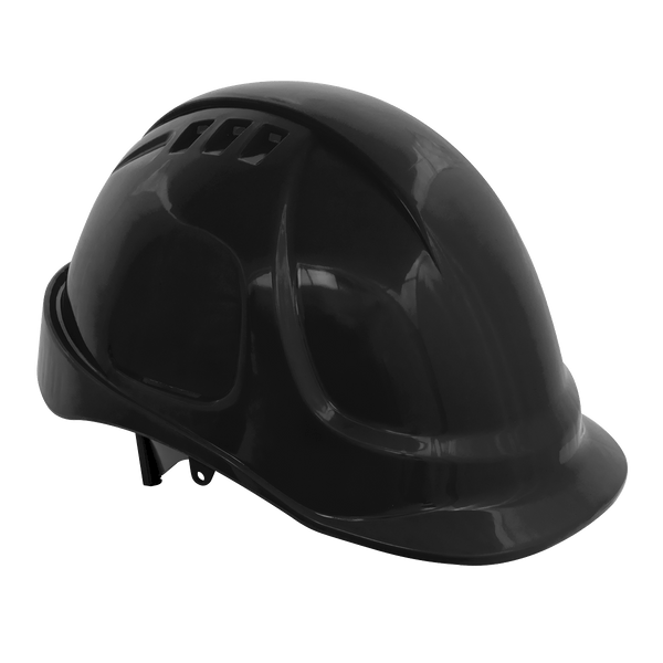 Sealey Ear & Head Protection Safety Helmet - Vented (Black)-502BLK 5055257206687 502BLK - Buy Direct from Spare and Square