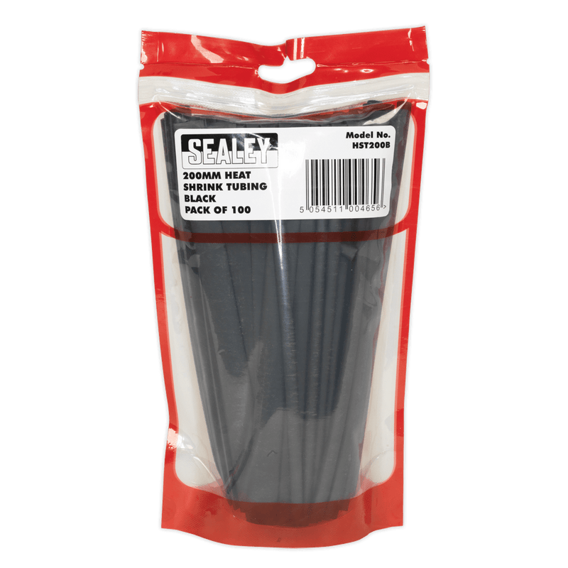 Sealey Electrical 100pc 200mm Heat Shrink Tubing - Black-HST200B 5054511004656 HST200B - Buy Direct from Spare and Square