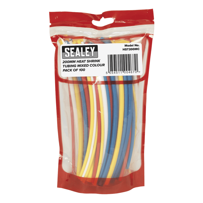 Sealey Electrical 100pc 200mm Heat Shrink Tubing - Mixed Colours-HST200MC 5054511004670 HST200MC - Buy Direct from Spare and Square