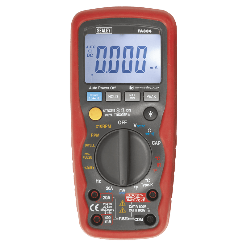 Sealey Electrics 15-Function Digital Automotive Analyser with Inductive Coupler/Infrared Temperature Probe-TA304 5051747600683 TA304 - Buy Direct from Spare and Square
