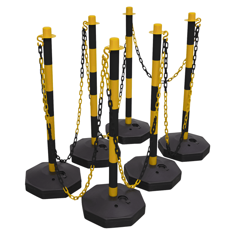 Sealey Electrics 25m Black/Yellow Post & Chain Kit-BYSBKIT 5054630060748 BYSBKIT - Buy Direct from Spare and Square