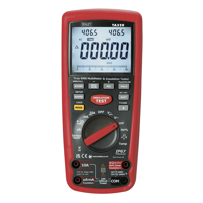 Sealey Electrics Digital Automotive Analyser/Insulation Tester - Hybrid/Electric Vehicles-TA320 5054511976939 TA320 - Buy Direct from Spare and Square
