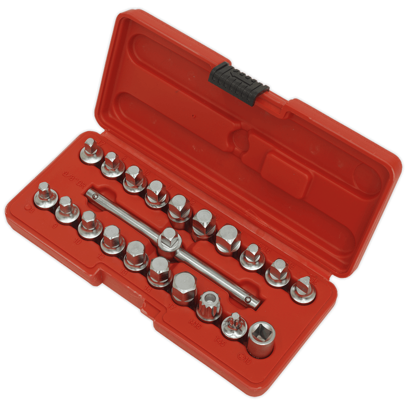 Sealey Engine 21pc 3/8"Sq Drive Oil Drain Plug Key Set-AK6586 5054511405187 AK6586 - Buy Direct from Spare and Square