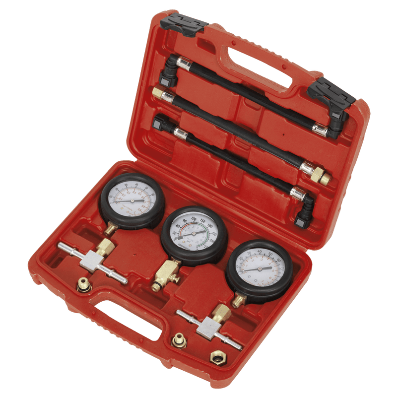 Sealey Engine 3pc Motorcycle Compression & Fuel Pressure Gauge Set-MS100 5051747780125 MS100 - Buy Direct from Spare and Square