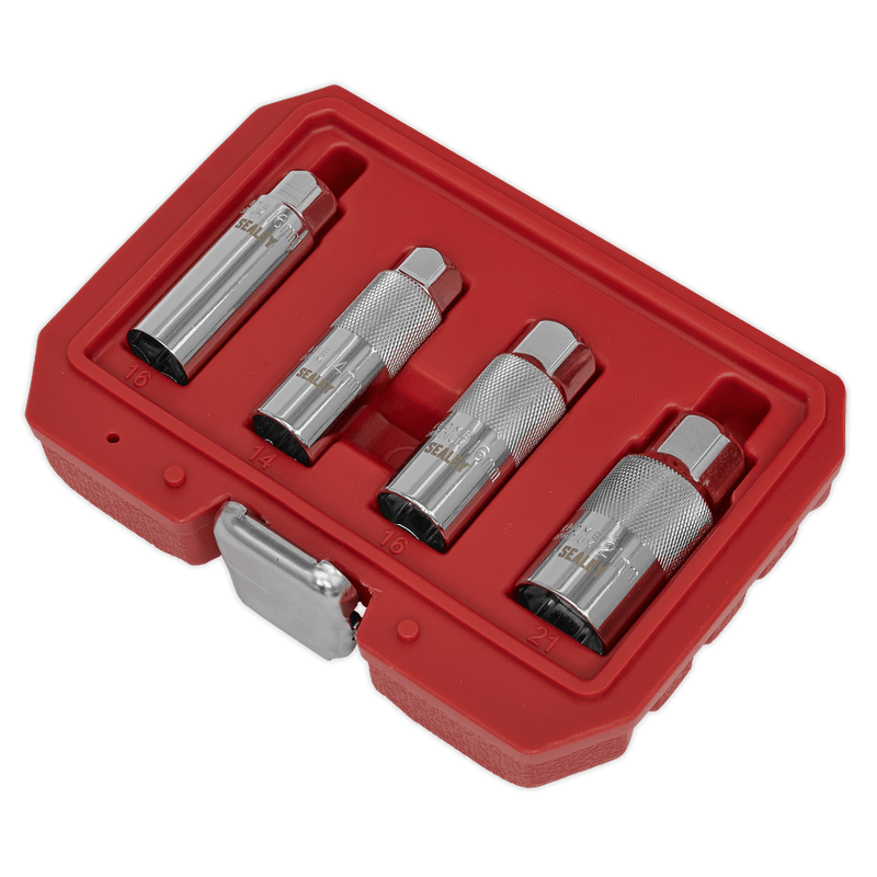 Sealey Engine 4pc 3/8"Sq Drive Spark Plug Socket Set-AK6556 5054511341386 AK6556 - Buy Direct from Spare and Square
