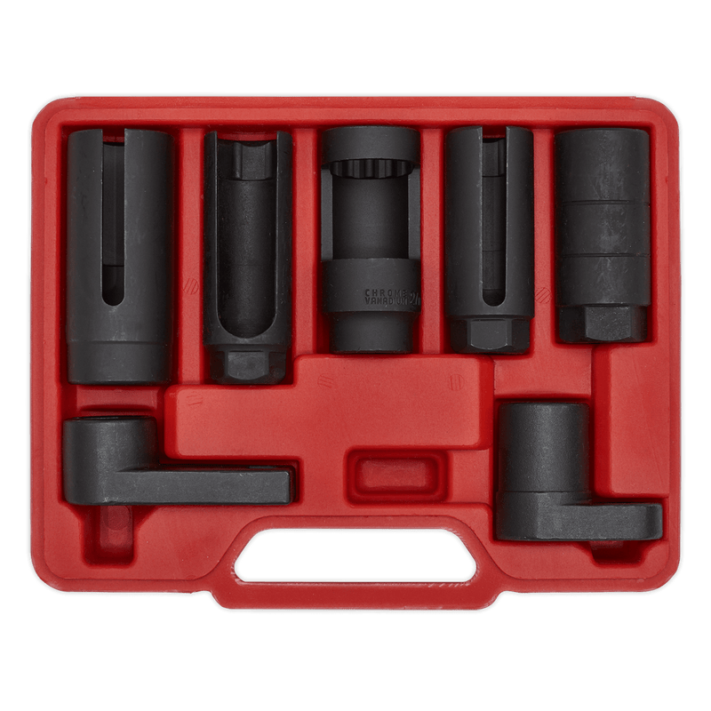 Sealey Engine 7pc 3/8" & 1/2"Sq Drive Oxygen Sensor Socket Set-SX032 5024209751421 SX032 - Buy Direct from Spare and Square