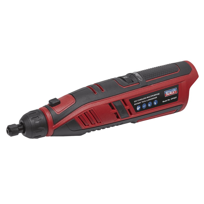Sealey Engravers 12V SV12 Series 49pc Cordless Multipurpose Rotary Tool & Engraver Kit - Body Only-CP1207 5054511270716 CP1207 - Buy Direct from Spare and Square