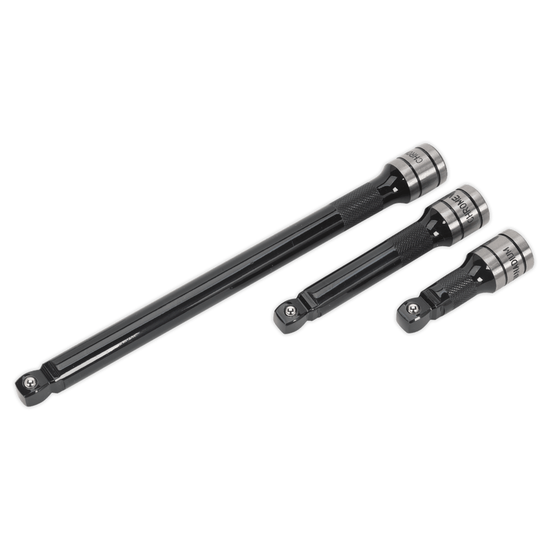 Sealey Extension Bars 3pc 1/2"Sq Drive Wobble/Rigid Extension Bar Set - Black Series-AK7692 5054511211474 AK7692 - Buy Direct from Spare and Square