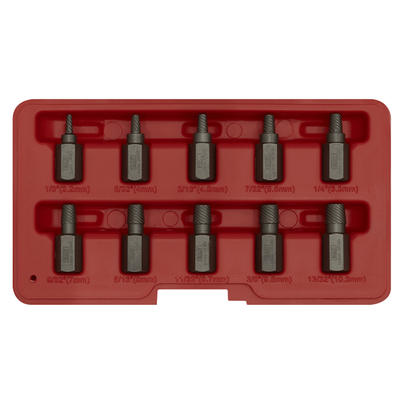 Sealey Extractors 10pc Multi-Spline Screw Extractor Set-AK8181 5054511112627 AK8181 - Buy Direct from Spare and Square