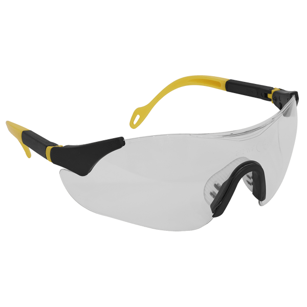 Sealey Eye & Face Protection Sports Style Clear Safety Glasses with Adjustable Arms-9208 5055111201025 9208 - Buy Direct from Spare and Square