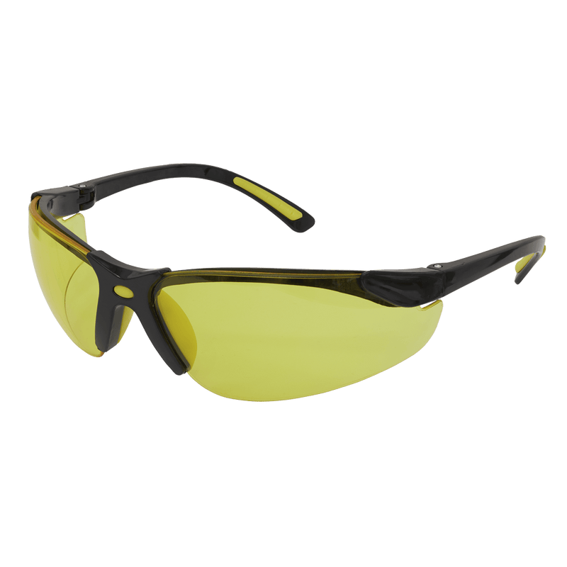 Sealey Eye & Face Protection Zante Style Amber Lens Safety Glasses with Flexi Arms-9215 5054511984682 9215 - Buy Direct from Spare and Square