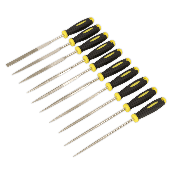 Sealey Files 10pc Diamond Needle File Set-S0896 5051747559783 S0896 - Buy Direct from Spare and Square