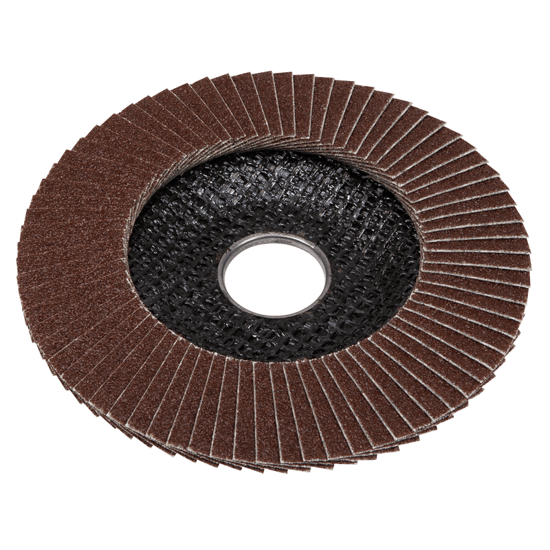 Sealey Flap Discs Ø125mm Aluminium Oxide Flap Disc Ø22mm Bore 40Grit-FD12540E 5054630029912 FD12540E - Buy Direct from Spare and Square