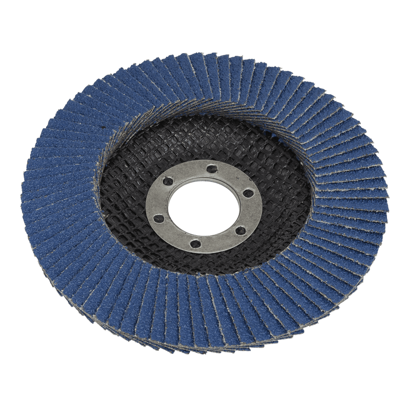 Sealey Flap Discs Ø125mm Zirconium Flap Disc Ø22mm Bore 120Grit-FD125120 5054630030215 FD125120 - Buy Direct from Spare and Square