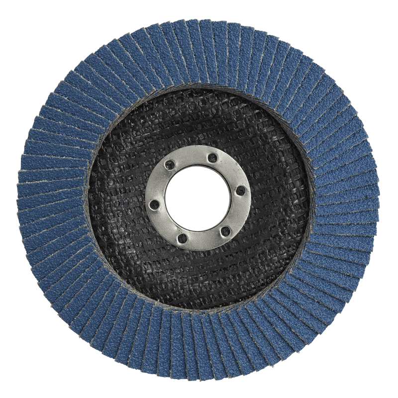 Sealey Flap Discs Ø125mm Zirconium Flap Disc Ø22mm Bore 80Grit-FD12580 5054630083860 FD12580 - Buy Direct from Spare and Square