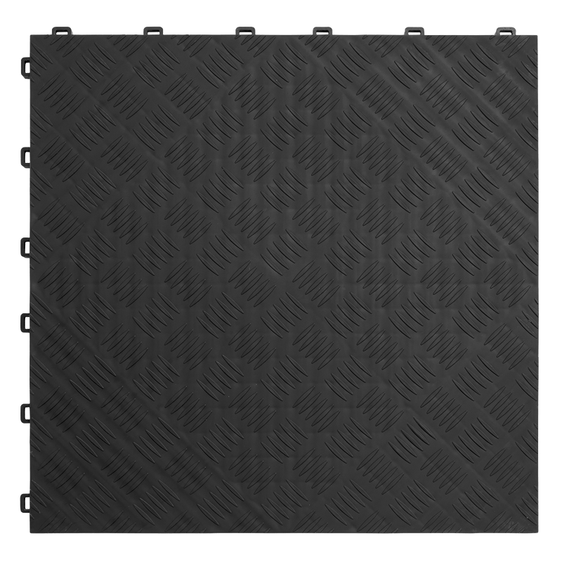 Sealey Floor Tiles 400 x 400mm Polypropylene Floor Tile - Black Treadplate - Pack of 9-FT3B 5054511686630 FT3B - Buy Direct from Spare and Square