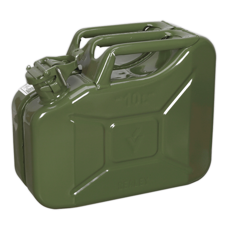 Sealey Fuel Cans 10L Jerry Can - Green-JC10G 5024209608411 JC10G - Buy Direct from Spare and Square